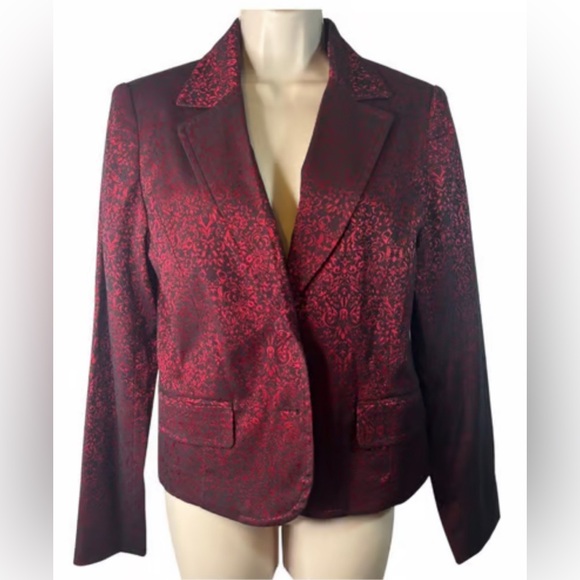 Apt 9 Fancy Red Damask Dress Blazer Womens Size 6P - Picture 1 of 11